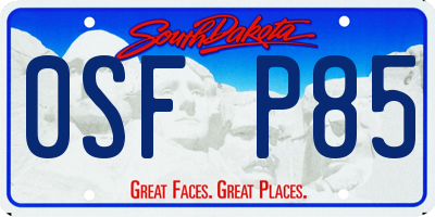 SD license plate 0SFP85