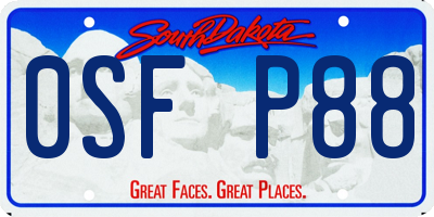 SD license plate 0SFP88