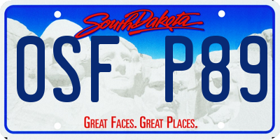 SD license plate 0SFP89