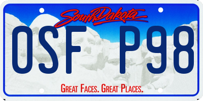 SD license plate 0SFP98