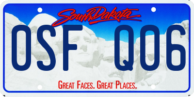 SD license plate 0SFQ06