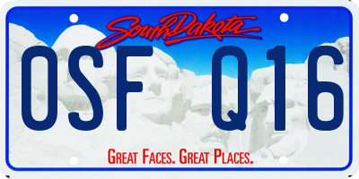 SD license plate 0SFQ16