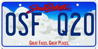 SD license plate 0SFQ20