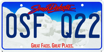 SD license plate 0SFQ22