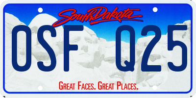 SD license plate 0SFQ25