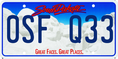SD license plate 0SFQ33