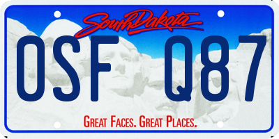 SD license plate 0SFQ87