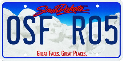 SD license plate 0SFR05