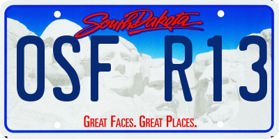 SD license plate 0SFR13