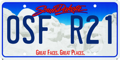 SD license plate 0SFR21