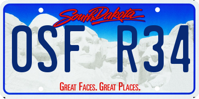 SD license plate 0SFR34