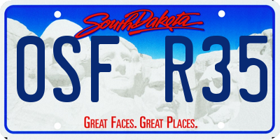 SD license plate 0SFR35
