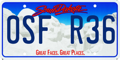SD license plate 0SFR36