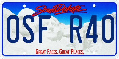 SD license plate 0SFR40