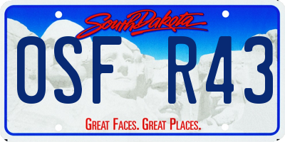 SD license plate 0SFR43