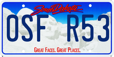 SD license plate 0SFR53