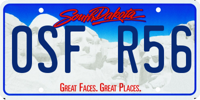 SD license plate 0SFR56