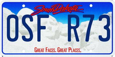 SD license plate 0SFR73