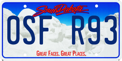 SD license plate 0SFR93