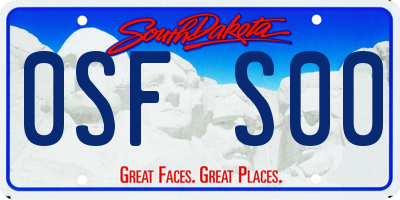 SD license plate 0SFS00