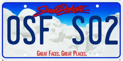 SD license plate 0SFS02