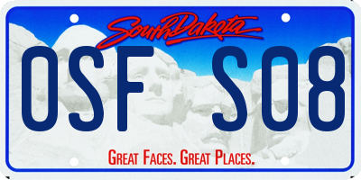 SD license plate 0SFS08
