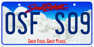 SD license plate 0SFS09