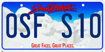 SD license plate 0SFS10