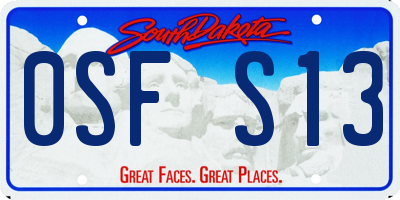 SD license plate 0SFS13