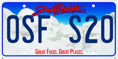 SD license plate 0SFS20