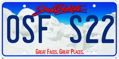 SD license plate 0SFS22