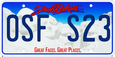 SD license plate 0SFS23