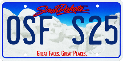 SD license plate 0SFS25
