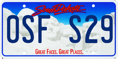 SD license plate 0SFS29