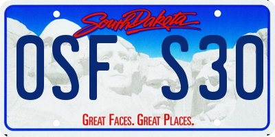 SD license plate 0SFS30