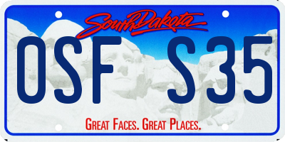 SD license plate 0SFS35