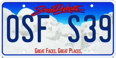 SD license plate 0SFS39