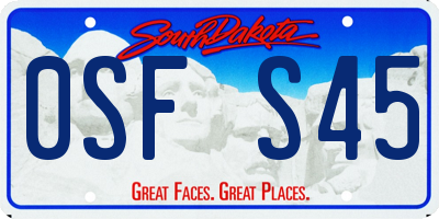 SD license plate 0SFS45