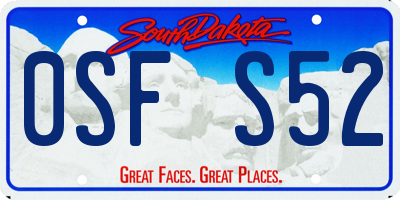 SD license plate 0SFS52