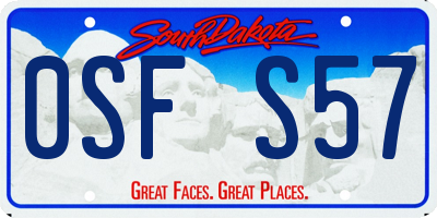 SD license plate 0SFS57
