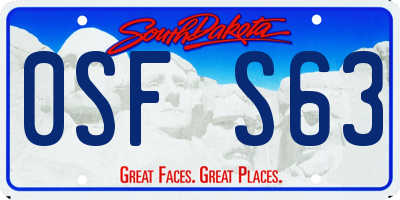 SD license plate 0SFS63