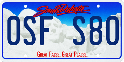 SD license plate 0SFS80