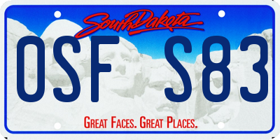 SD license plate 0SFS83