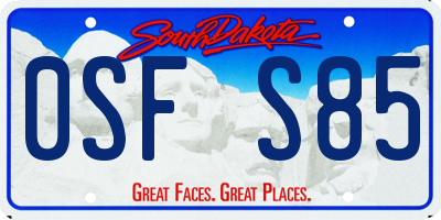 SD license plate 0SFS85