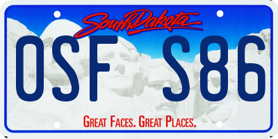 SD license plate 0SFS86