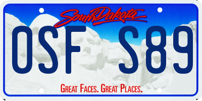 SD license plate 0SFS89