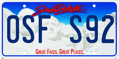 SD license plate 0SFS92