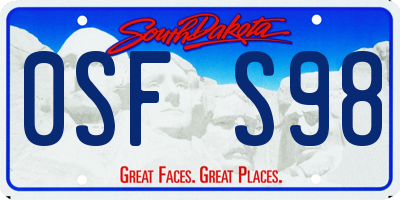 SD license plate 0SFS98