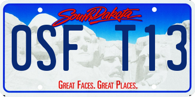 SD license plate 0SFT13