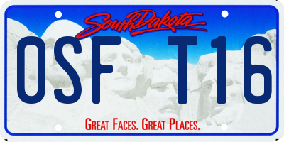 SD license plate 0SFT16